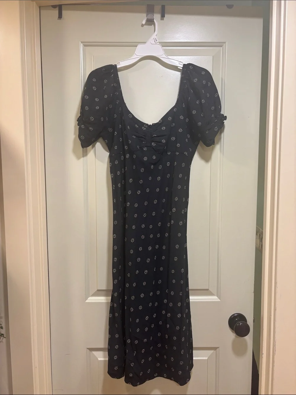 Madewell Black Midi Dress with White Polka Dots - Picture 5 of 6